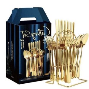24Pcs Golden Spoon Set With Stand