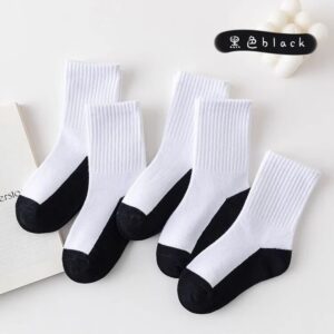 White and black 5 pairs children socks